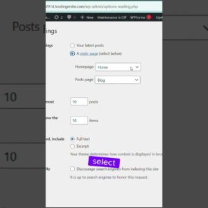 Setting up a static front page in wordpress  #shorts #wordpress